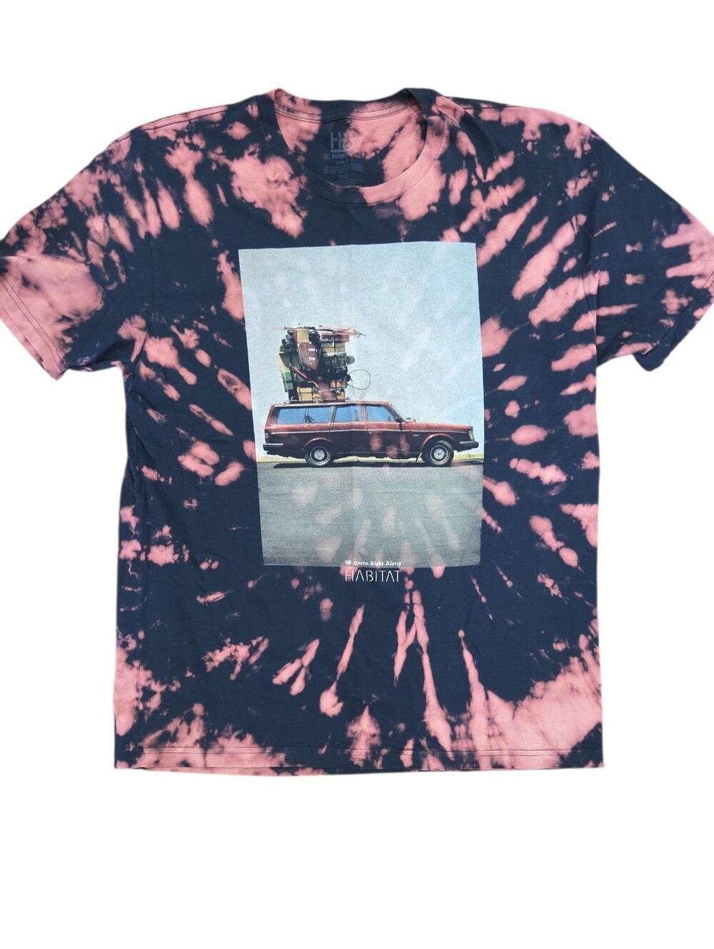 Habitat Tie-Dye Graphic Tee - Pink & Navy Men's Size Large